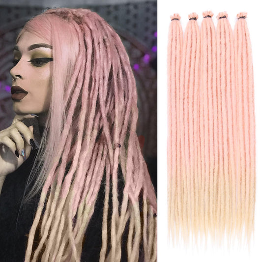 Leeven Dreadlock Extensions 24 Inch 40 Strands Pink To Blonde Single Ended Synthetic Dreads Handmade Soft Loc Extensions Reggae