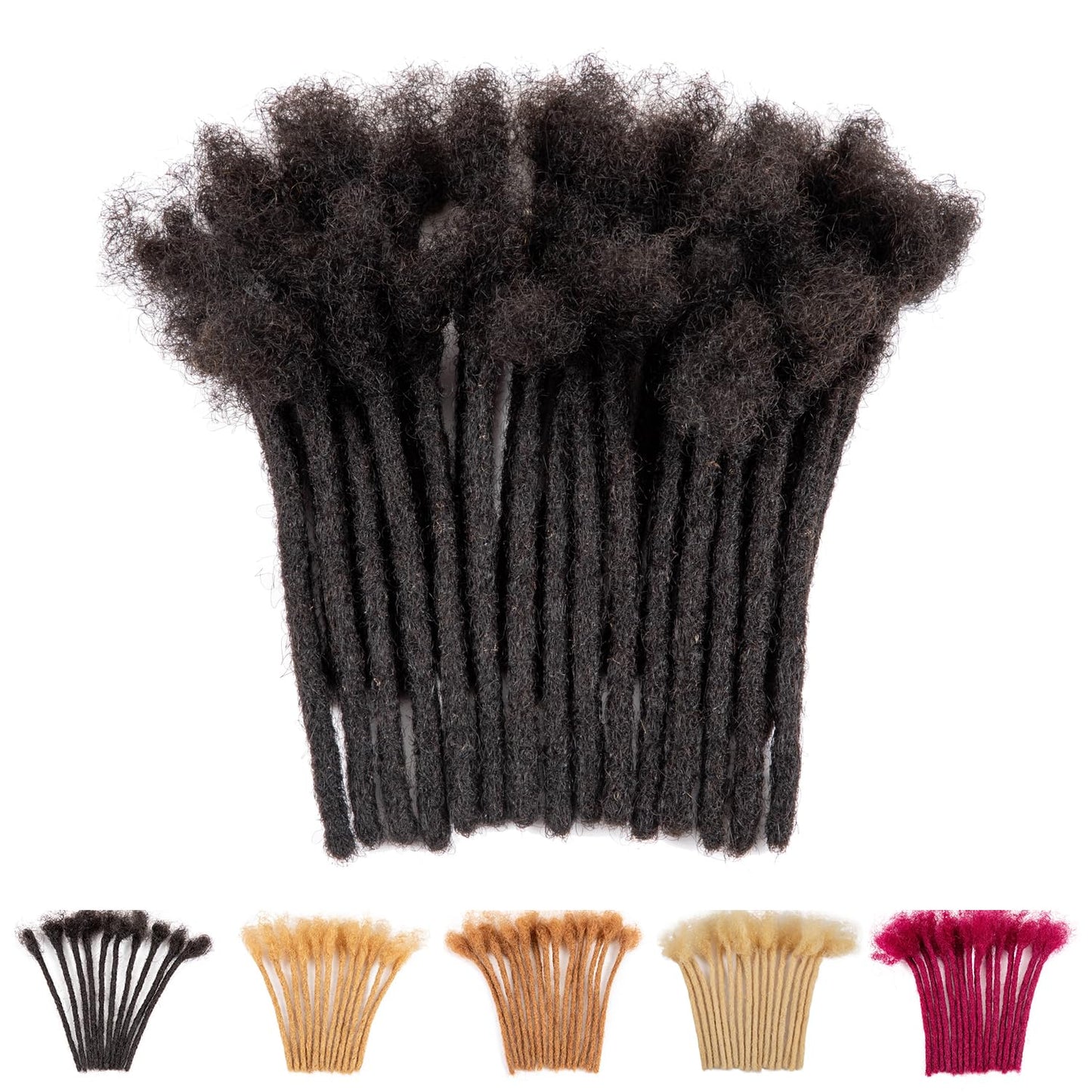 Teresa 4 Inch 0.6Cm Width Loc Extension Human Hair Natural Black 70 Strands Full Hand-Made Permanent Locs Extensions Can Be Dyed