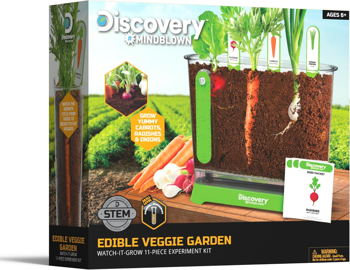 Discovery Edible Veggie Garden Watch-It-Grow Kit for Kids, DIY STEM Activity with 11-Piece Science Kit