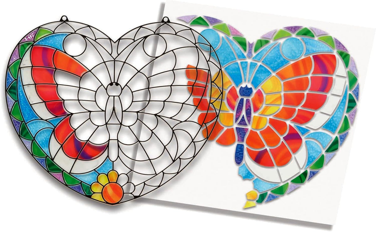 Melissa & Doug Stained Glass Made Easy Activity Kit: Butterfly - 140+ Stickers Kids Sticker Stained Glass Craft Kit; Sun Catchers for Kids Ages 5+