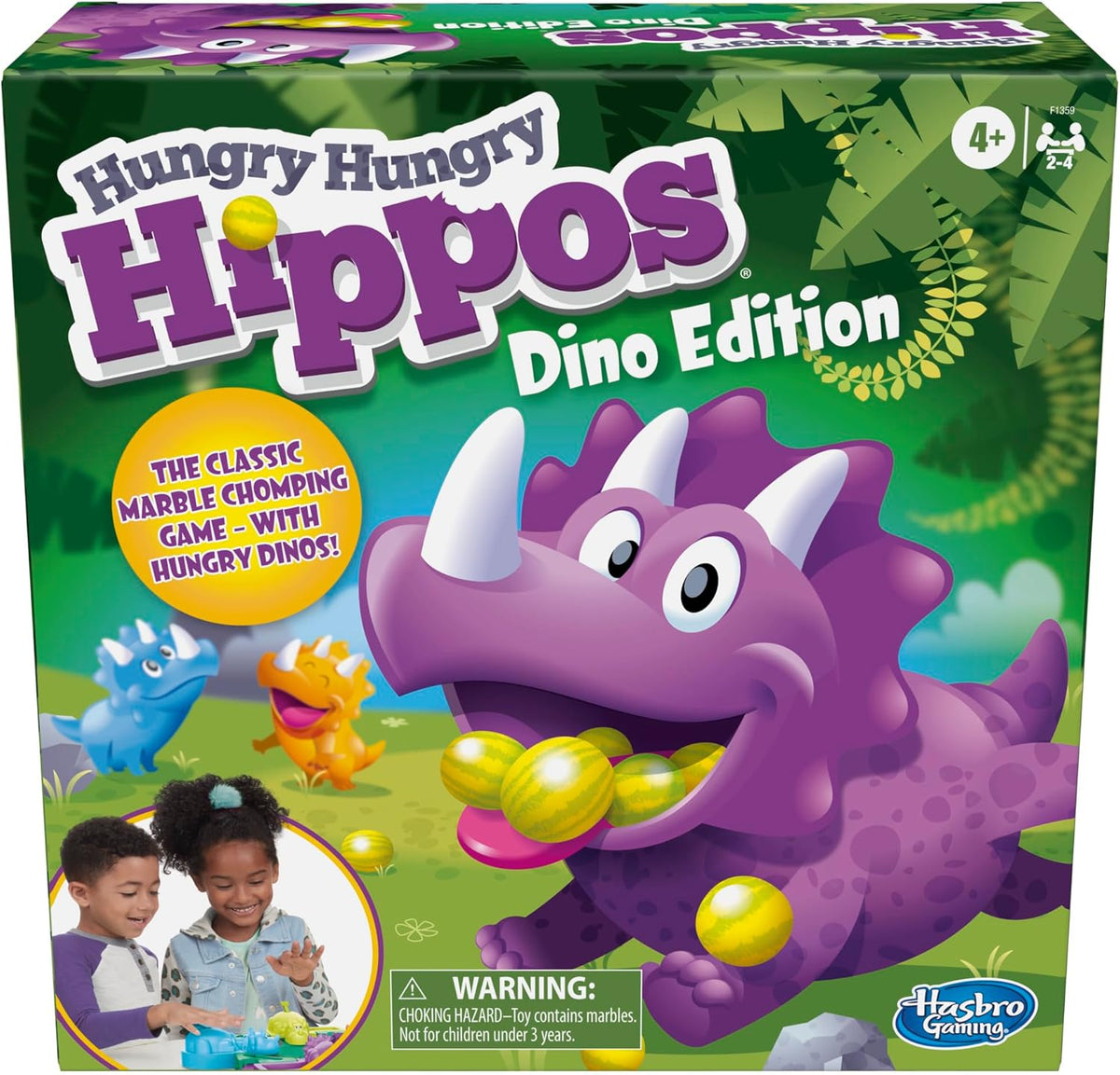 Hasbro Hungry Hungry Hippos Dino Edition Board Game for kids aged 4 and up, 2-4 players