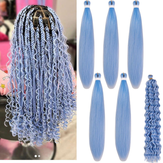 Leticia Baby Blue Braiding Hair For Boho Braids Curly Boho Braiding Hair Boho Hair For Braiding Braids