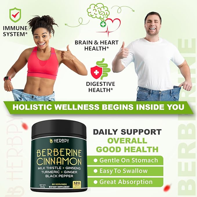 Bundle 7in1 Berberine HCl & 6in1 Dandelion Supplement - Support Immune, Digestion and Heart Health