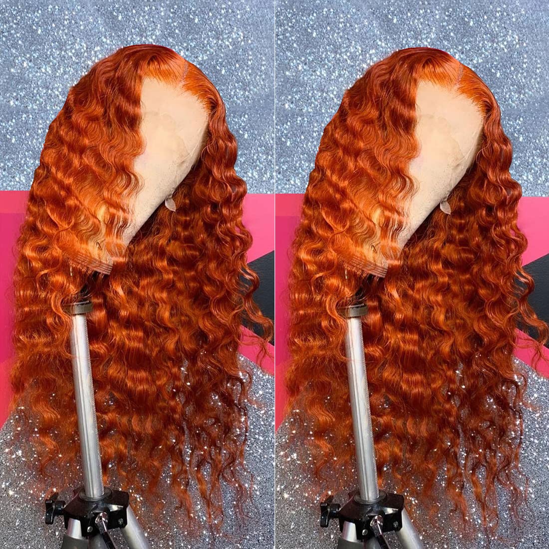 Giannay Ginger Lace Front Wigs For Women Long Loose Curly Wave Orange Lace Wig Ginger Color Wigs For Black Women (Ginger Lace Fr
