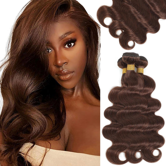 Kapelli Hair 10A Human Hair Bundles Light Brown Brazilian Virgin Hair Body Wave (#4, 16 18 20) Brazilian Human Hair 100% Unproce