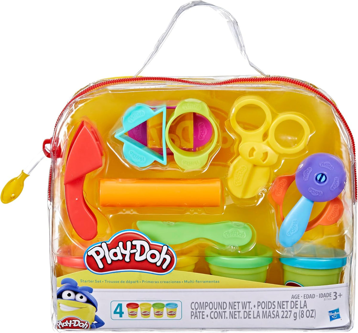 Play-Doh Starter Set 9-Piece Kit with Storage Tote & 4 Modeling Compound Cans, Arts and Crafts for Kids Ages 3+