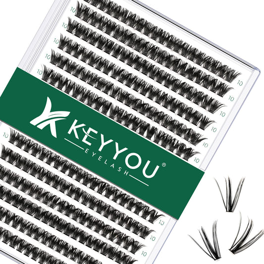 Lash Clusters 300Pcs Eyelash Clusters 50D 0.07D Curl 10Mm Diy Eyelash Extension Keyyou Large Tray Volume Soft&Natural Individual