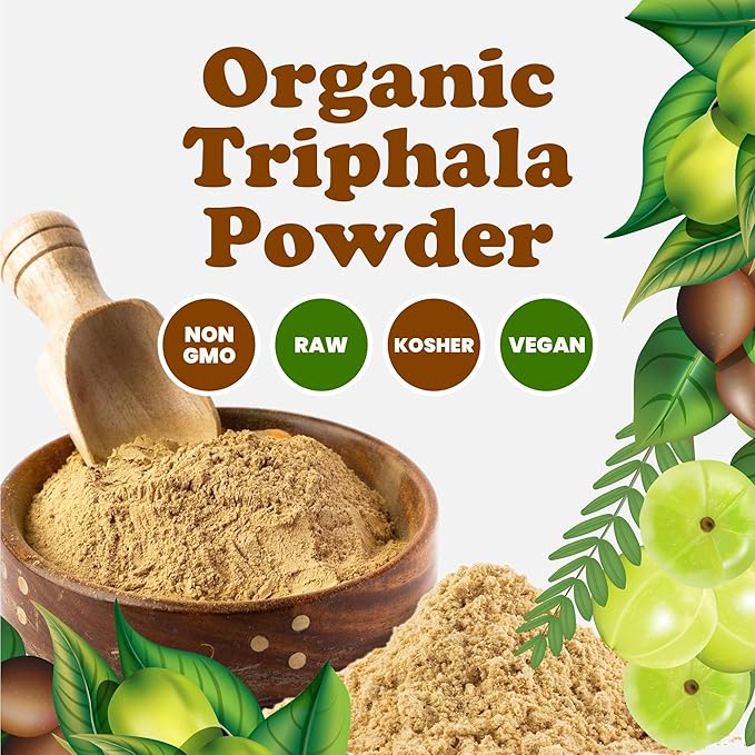 Food to Live Organic Triphala Powder, 2 Pounds – Natural Detox, Blend from Fruits Amalaki, Haritaki and Bibhitaki, Non-GMO, Perfect for Tea and Smoothies, Vegan, Kosher, Bulk