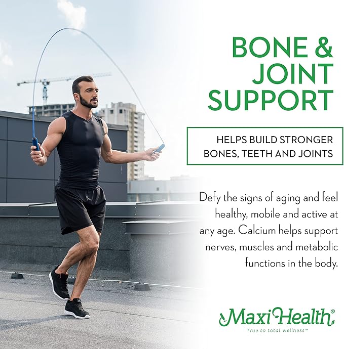 Maxi Health Calcium 1000 mg Supplement with Vitamin D3 (1000 IU) and Magnesium (500 mg) - Bone, Teeth and Joint Support for Men and Women - 360 Capsules - Maxi Cal