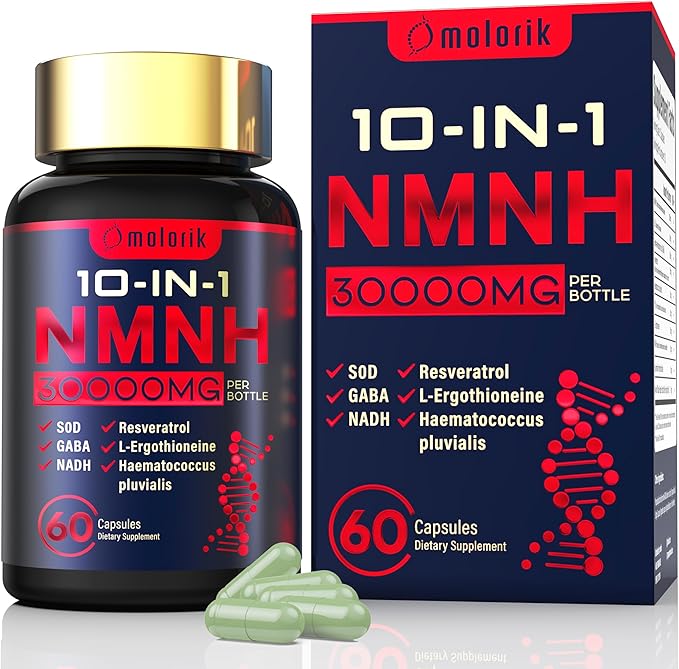 NMNH (Dihydronicotinamide Mononucleotide), 1000mg Per Serving NAD High Purity Supplement Alternative, Capsules Gluten Free, Non-GMO, for Anti-Aging, Energy, Focus - 051