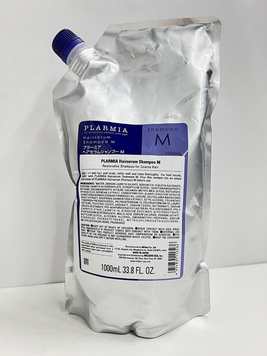 Milbon Plarmia Hairserum M Shampoo -Size 33.8 Oz Packaging May Vary