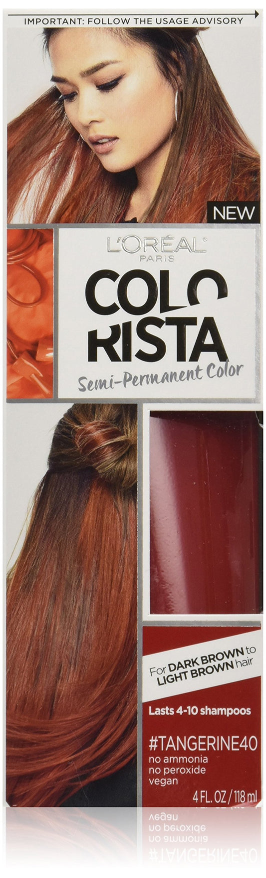 Lor  Al Paris L'Or  Al Paris Colorista Semi-Permanent Hair Color For Brunettes, Tangerine