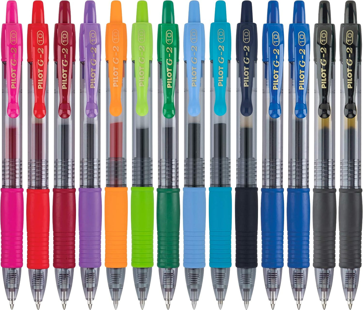 Pilot G2 Premium Retractable Gel-Ink Rolling Ball Pens, Bold Point (1.0mm), 1.0 Gel Pens, Assorted, 14-Pack - Ideal for School, Journaling, & Office Writing