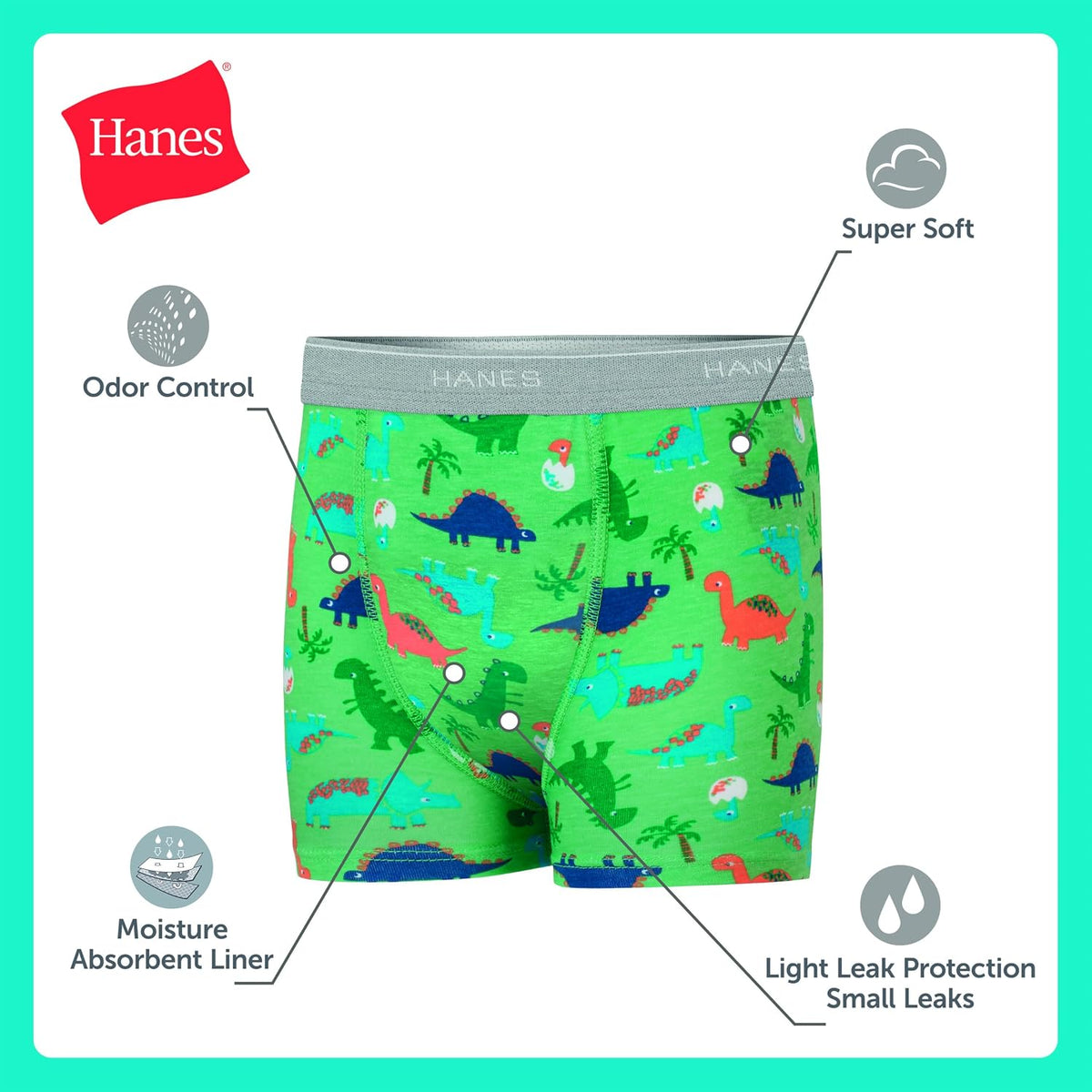 Hanes Boys' Potty Training Underwear, Light Leaks Toddler Cotton Briefs and Boxer Briefs, Multi-pack