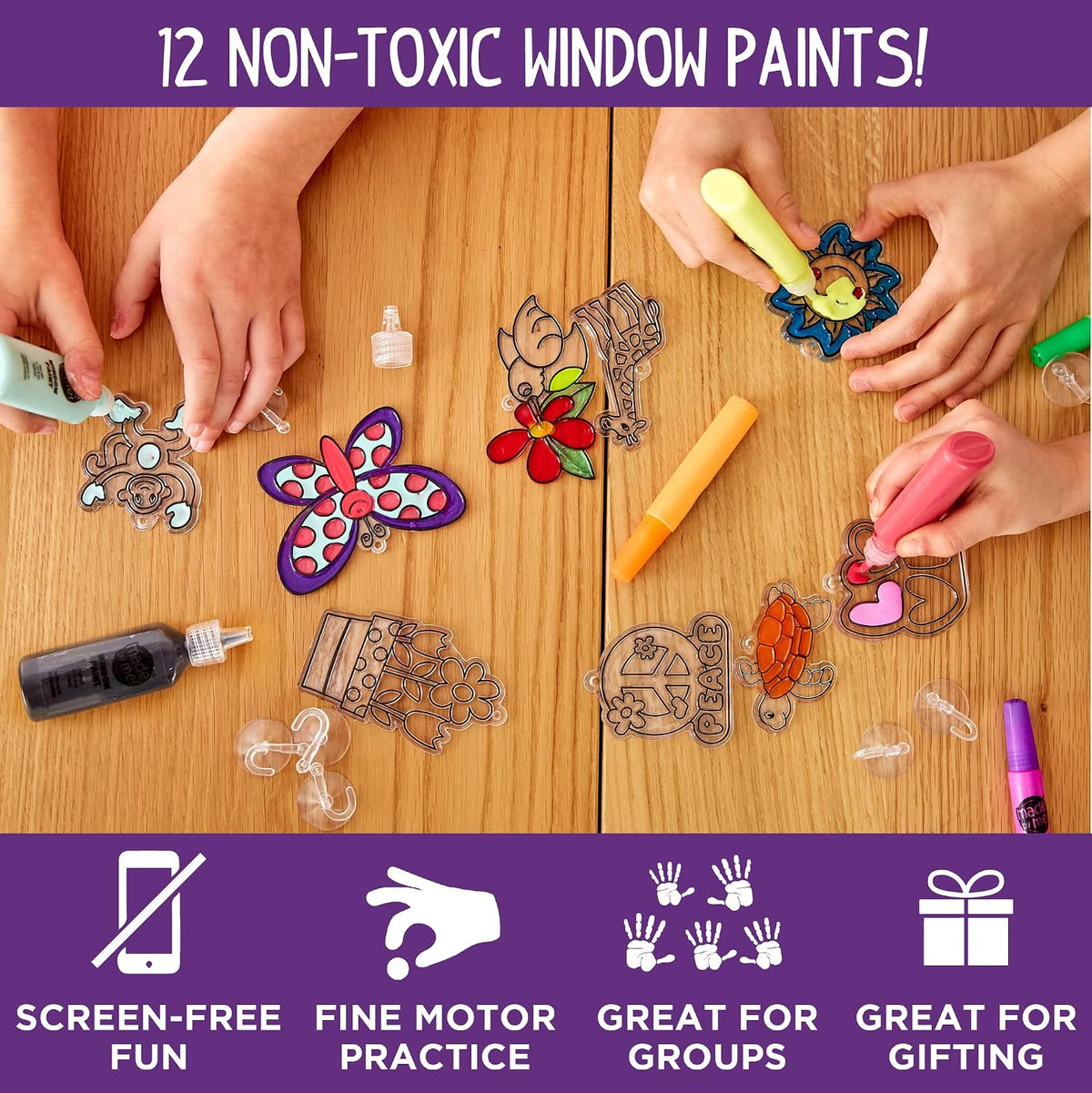 Made By Me Create Your Own Window Art, Paint Your Own Suncatchers, DIY Arts & Crafts Idea, Craft Kits for Kids, Crafts for Kids & Toddlers, Toddler Arts and Crafts