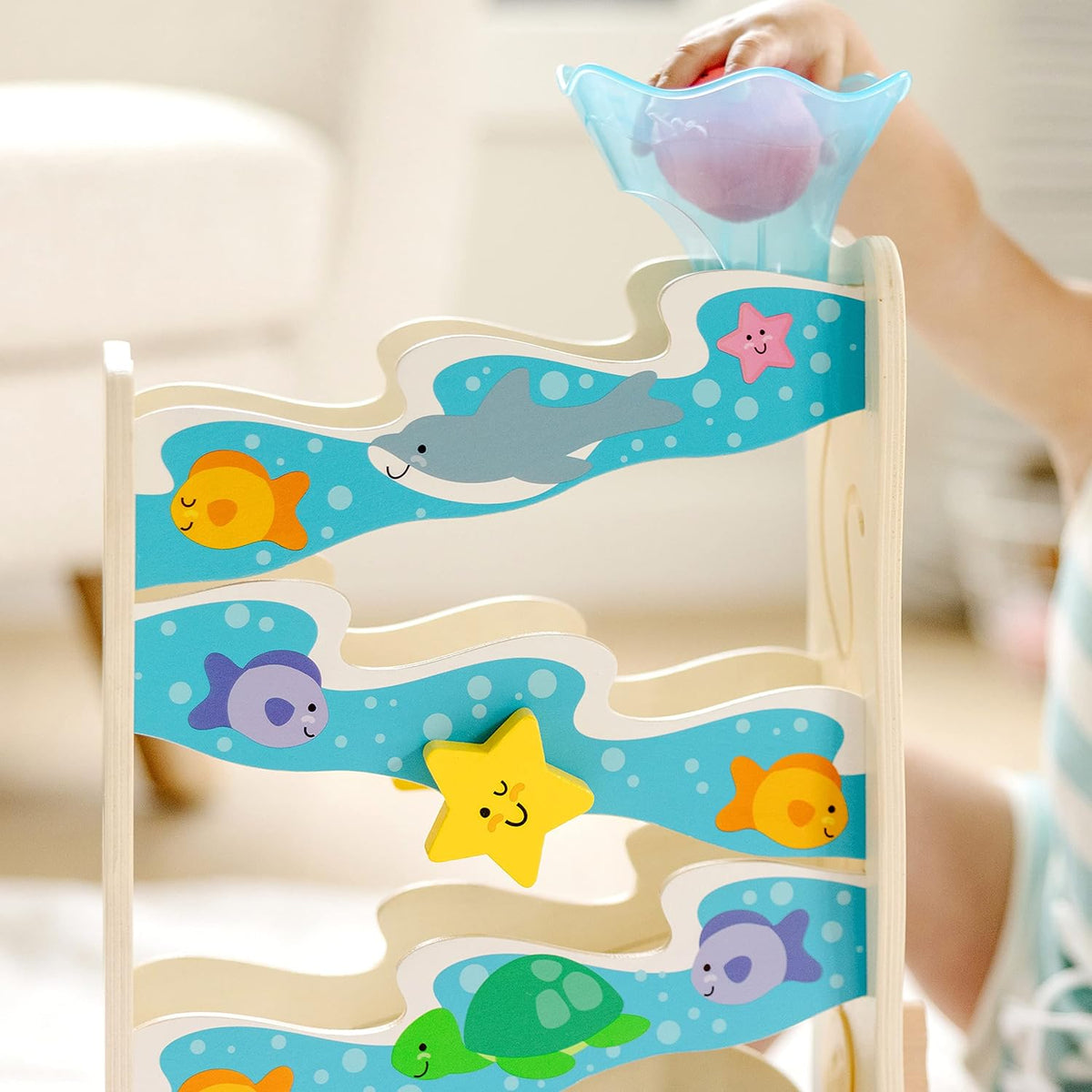 Melissa & Doug Rollables Wooden Ocean Slide Infant and Toddler Toy (5 Pieces) Ocean Themed Toys For Toddlers, Early Learning Toys For Infants And Toddlers Ages 1+ - FSC Certified