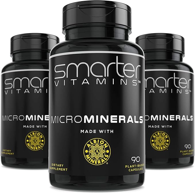 (3 Bottles) 15mg Zinc Glycinate from Albion® 6 Essential Trace Bisglycinate Minerals, Manganese, Boron, Chromium, Selenium, Molybdenum Supplement 90 Plant-Based Vegan Capsules