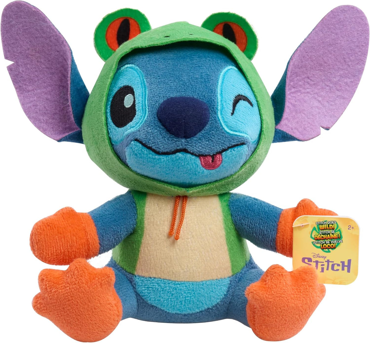 Disney Stitch Goes Wild Small Plush - Stitch Frog, Soft Collectible Plush Stuffed Animal Toy with Wild Details, Cute & Fluffy, for Kids, Fans & Collectors by Just Play