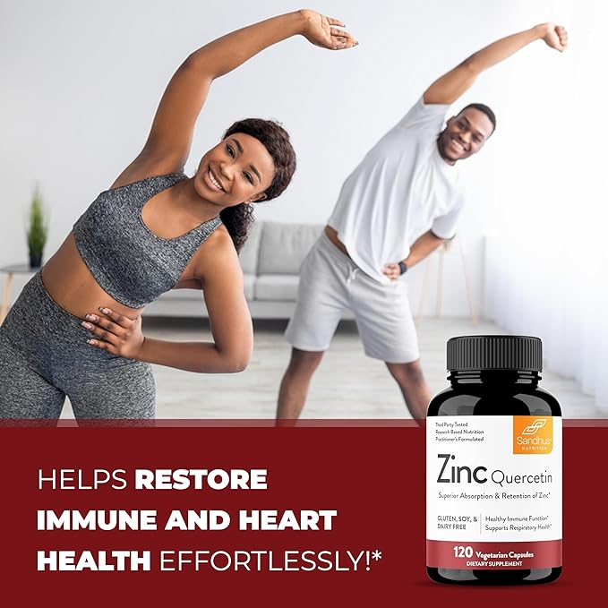 Sandhu’s Zinc Quercetin 120 Vegetarian Capsules (Pack of 3) – Zinc Supplements for Antioxidant Immune Support for Men and Women – Gluten, Soy, Dairy Free