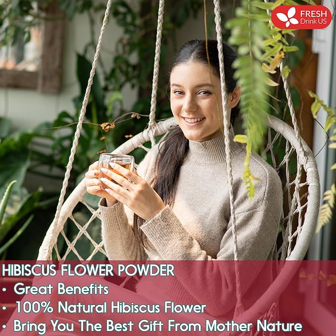 FreshDrinkUS, Premium 28oz Hibiscus Flower Powder, 100% Natural and Pure from Hibiscus Flowers, Natural Food Coloring, Hibiscus Flowers Tea, No Additives, No Gluten, No Sugar, Vegan