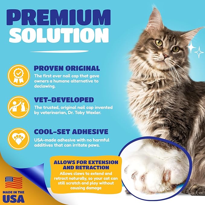 Soft Claws Cat Nail Caps for Medium Cats – (40 Caps, Red & Green) - Made in USA - Veterinarian-Developed | Protects Furniture & Skin - Easy to Apply, Long-Lasting Anti-Scratch Soft Cat Claw Covers