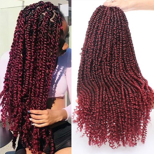 Leeven 8 Packs Pre-Twisted Passion Twist Crochet Hair 22 Inch Ombre Color Hair For Passion Twist Braiding Curly Ends Hair Extens