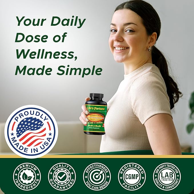 Life's Fortune Multivitamin All Natural Energy Source Supplying Whole Food Concentrates, Antioxidants, Amino Acids, Enzymes, Trace Minerals & More (90 Count (Pack of 1))