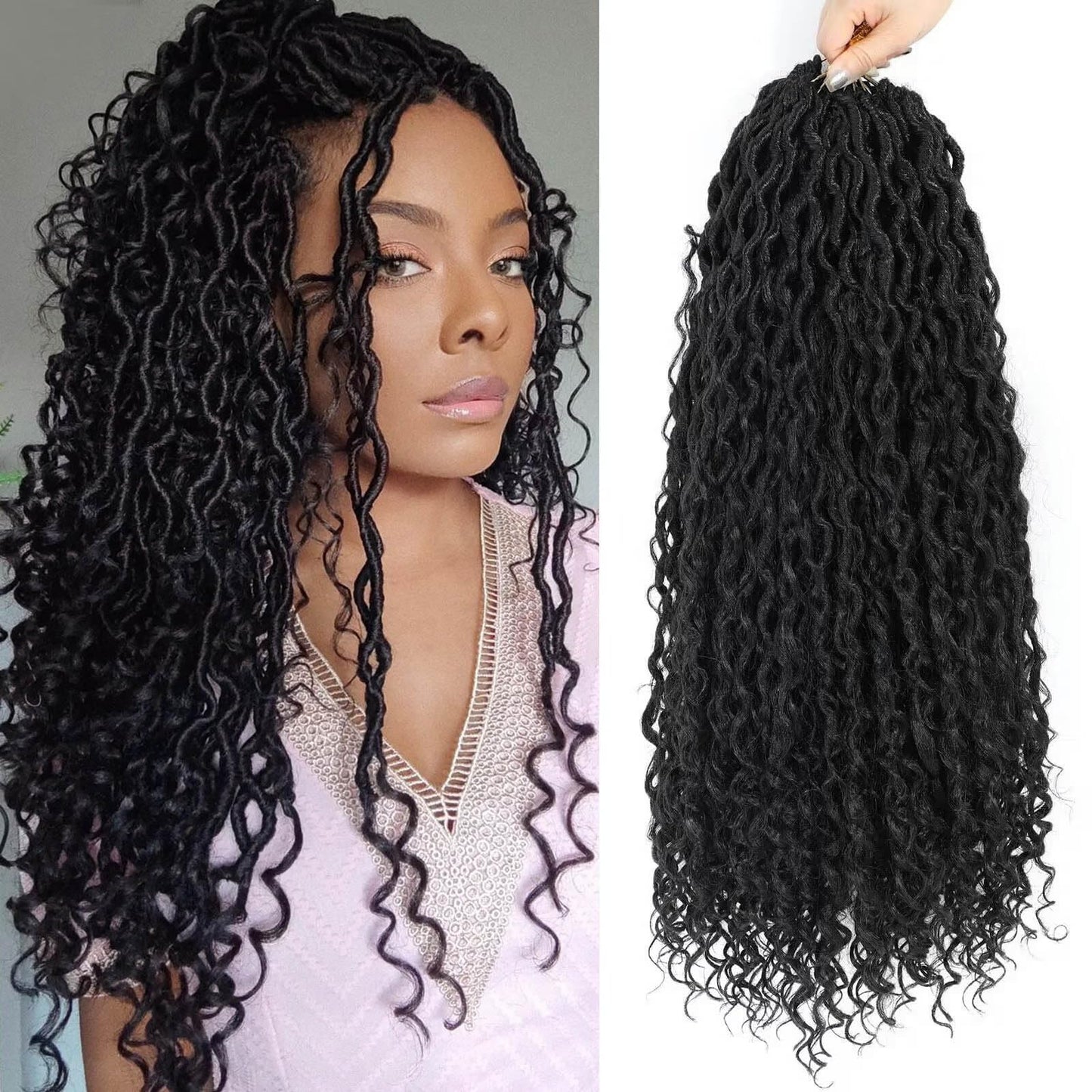 Col Bling 22 Inch 8 Packs Goddess Locs Crochet Hair Ombre Faux Locs Crochet Hair For Women Pre Looped Boho River Locs Crochet Ha