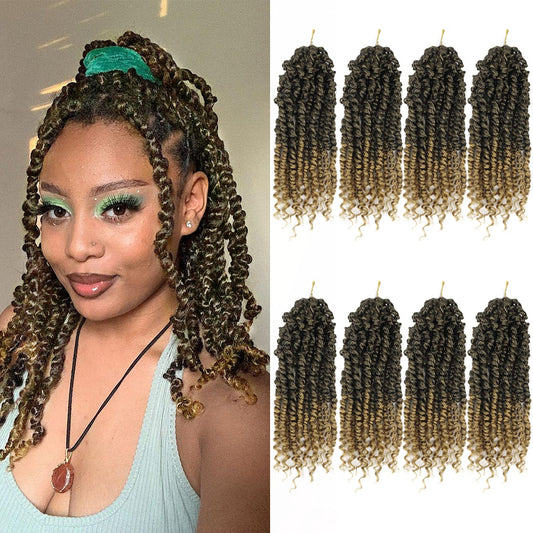 Bileaf 8 Packs Pre-Twisted Passion Twist Crochet Hair For Crochet 12 Inch Ombre Passion Twist Hair, Short Passion Twists Hair Pr