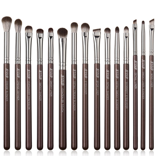 Jessup Eye Makeup Brushes Set Professional 15Pcs Brown Eyeshadow Brush Eyebrow Concealer Eyeliner Blending Brush For Makeup Prem