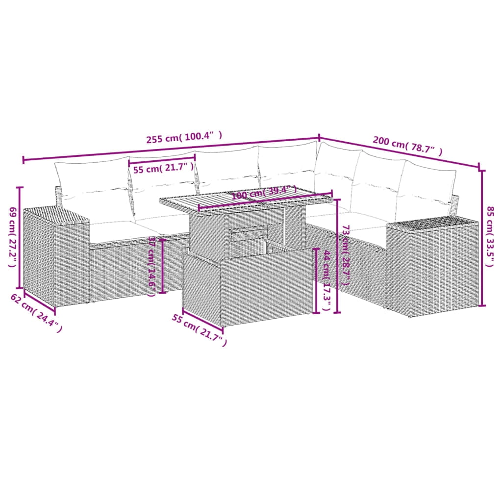 vidaXL Garden Sofa Set Grey
