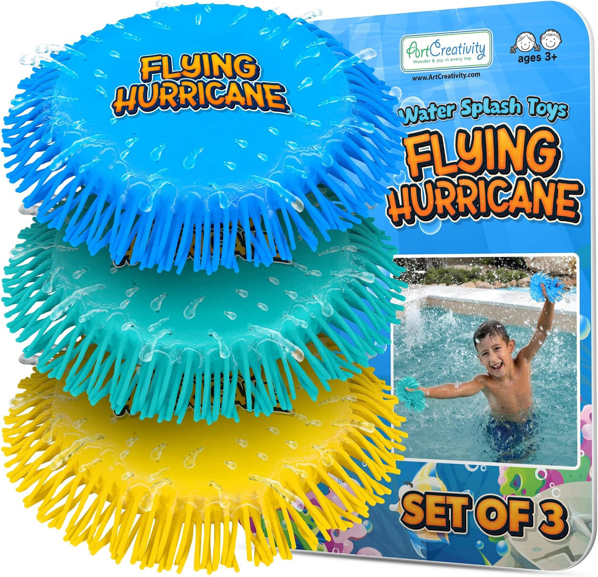 ArtCreativity Soft Water Frisbees for Kids, Soft Sports Discs (3 Pack), Beach Water Toys & Swimming Pool Toys for Kids, Backyard Fun Toy & Outdoor Summer Games, Birthday Gifts for Boys & Girls