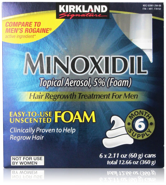 Kirkland Signature Minoxidil Foam For Men, 12.66 Ounce (6 Count)