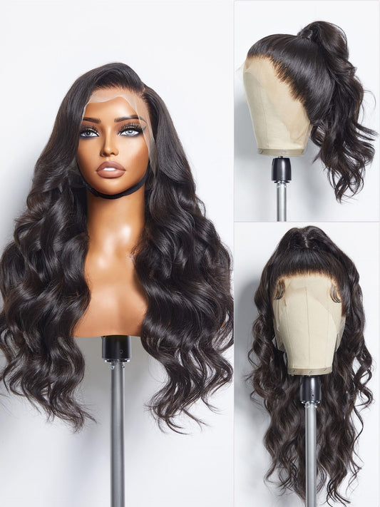 Luvme Hair 24'' Loose Body Wave 360 Lace Frontal Wigs Human Hair Lace Glueless Human Hair Wig Pre Plucked Long Black Body Wave W