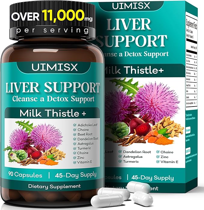 Milk Thistle Supplement - Liver Detox Cleanse Formula Herbal Liver Support with Milk Thistle, Dandelion Root, Artichoke, Turmeric, Astragalus for Liver Health, 90 Capsules-67