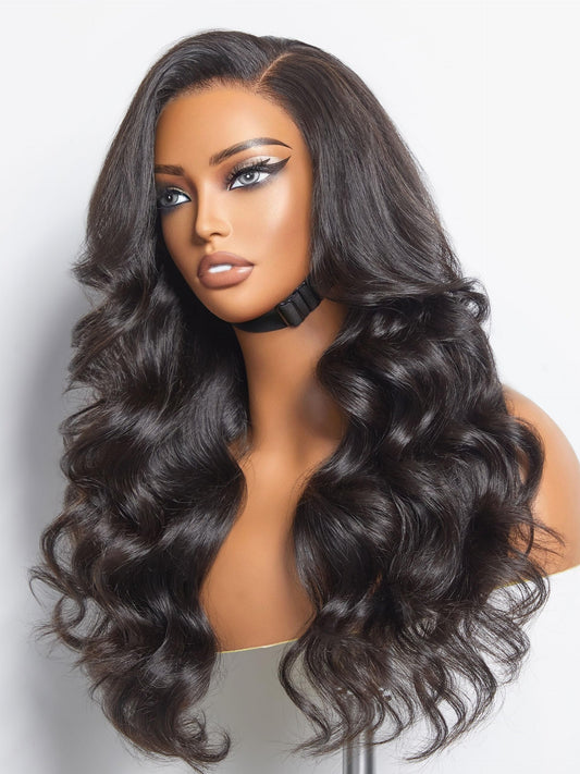 Luvme Hair 18'' Loose Body Wave Lace Front Wigs Human Hair 13X4 Pre Cut Lace Glueless Human Hair Wig Pre Plucked Long Black Body