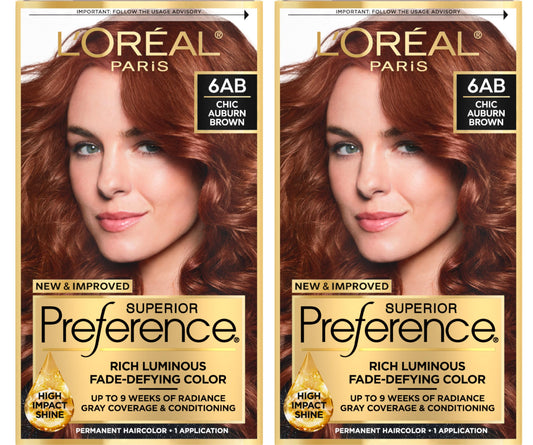 L'Oreal Paris Superior Preference Luminous Fade-Defying Permanent Hair Color, Hair Dye For Up To 9 Weeks Of Radiance, Chic Aubur