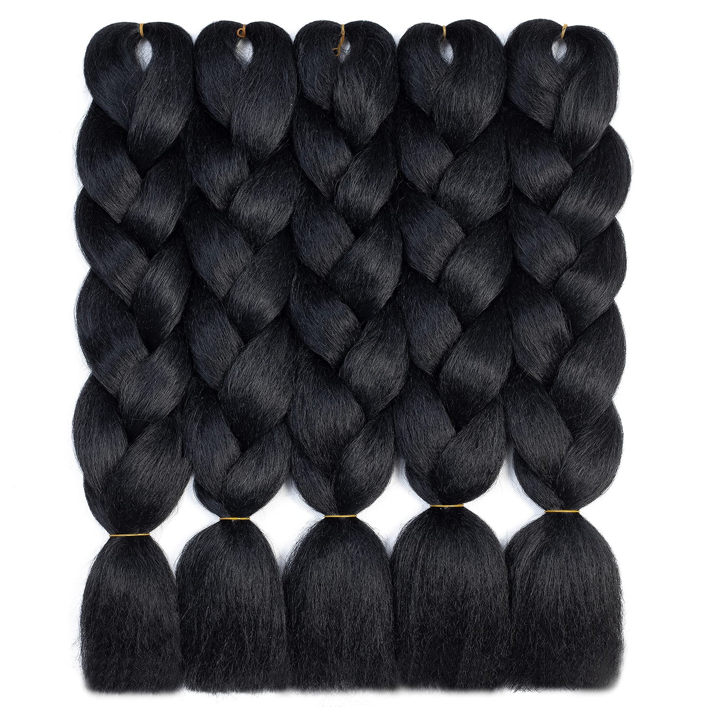 Rn Beauty #1B Crochet Braiding Hair 5Pcs/Lot Jumbo Braiding Hair Extensions 24 Inch Synthetic Hair For Braiding (Black Color)