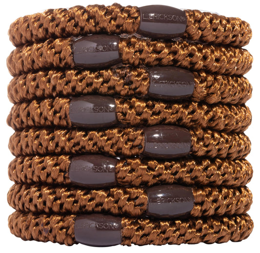 L. Erickson Grab & Go Pony Hair Ties - Mocha Brown - 8 Pack Grab And Go Ponytail Holders - Hair Ties No Damage - Brunette Dark C