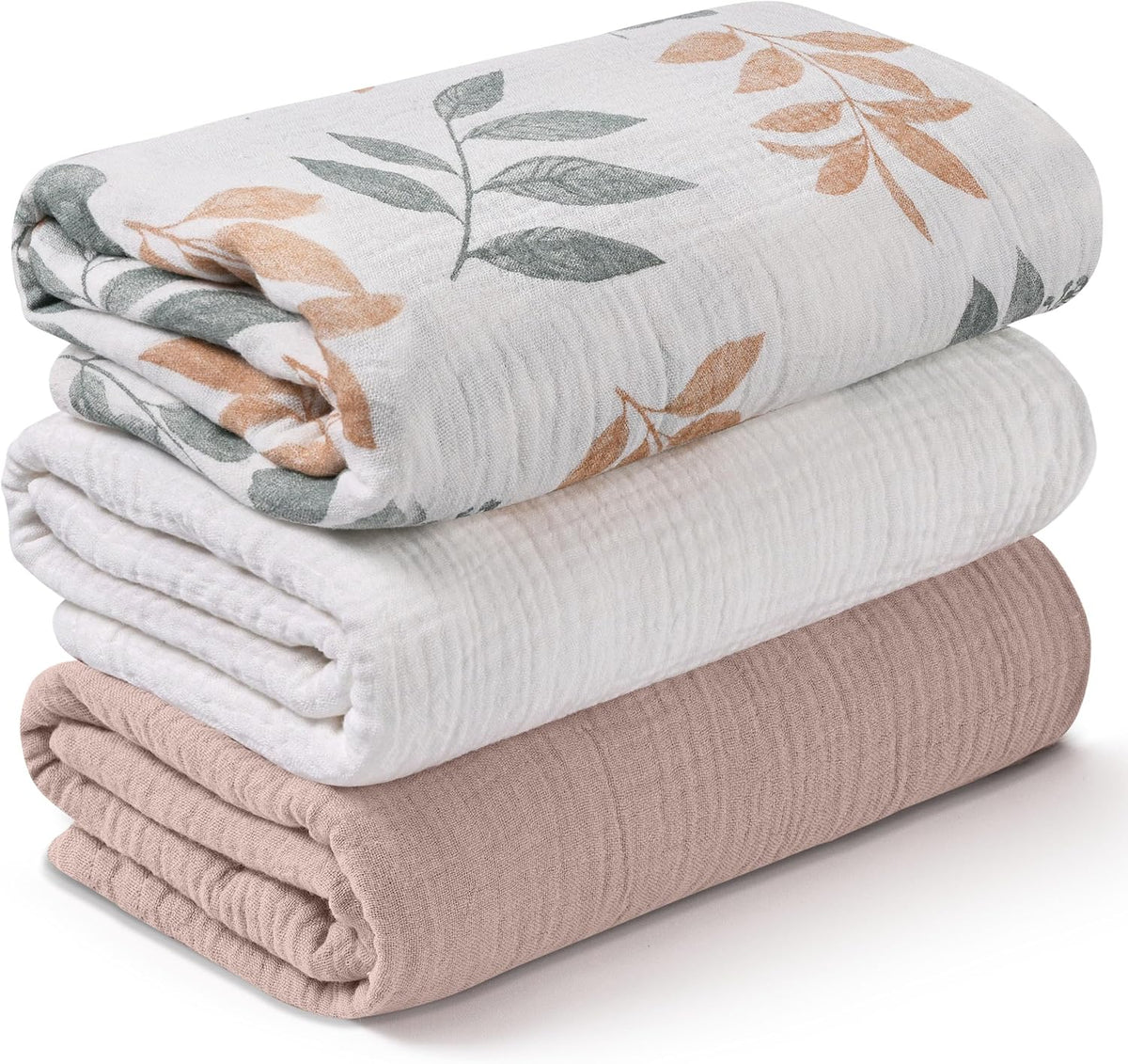 Muslin Swaddle Blankets for Newborn, 3 Pack Breathable Soft Receiving Blanket, Large 38 x 40 inches Swaddle Wrap Burping Clothes, Essentials Infant Shower Items, Toddler Gift (Blue Sea)