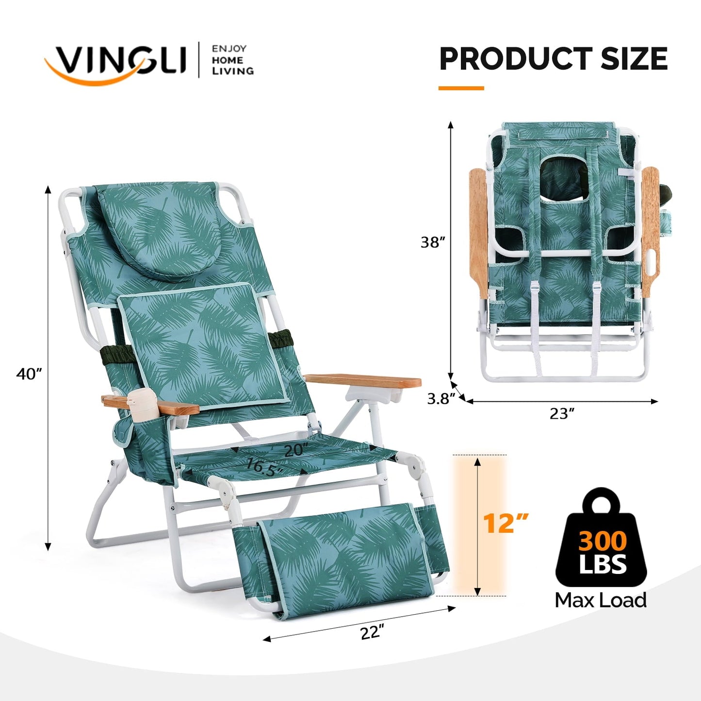 Ktaxon Premium 3-in-1 Outdoor Lounge Chair – Adjustable Recliner with Face Cutout, Footrest, Drink Holder & Carry Bag (Green)