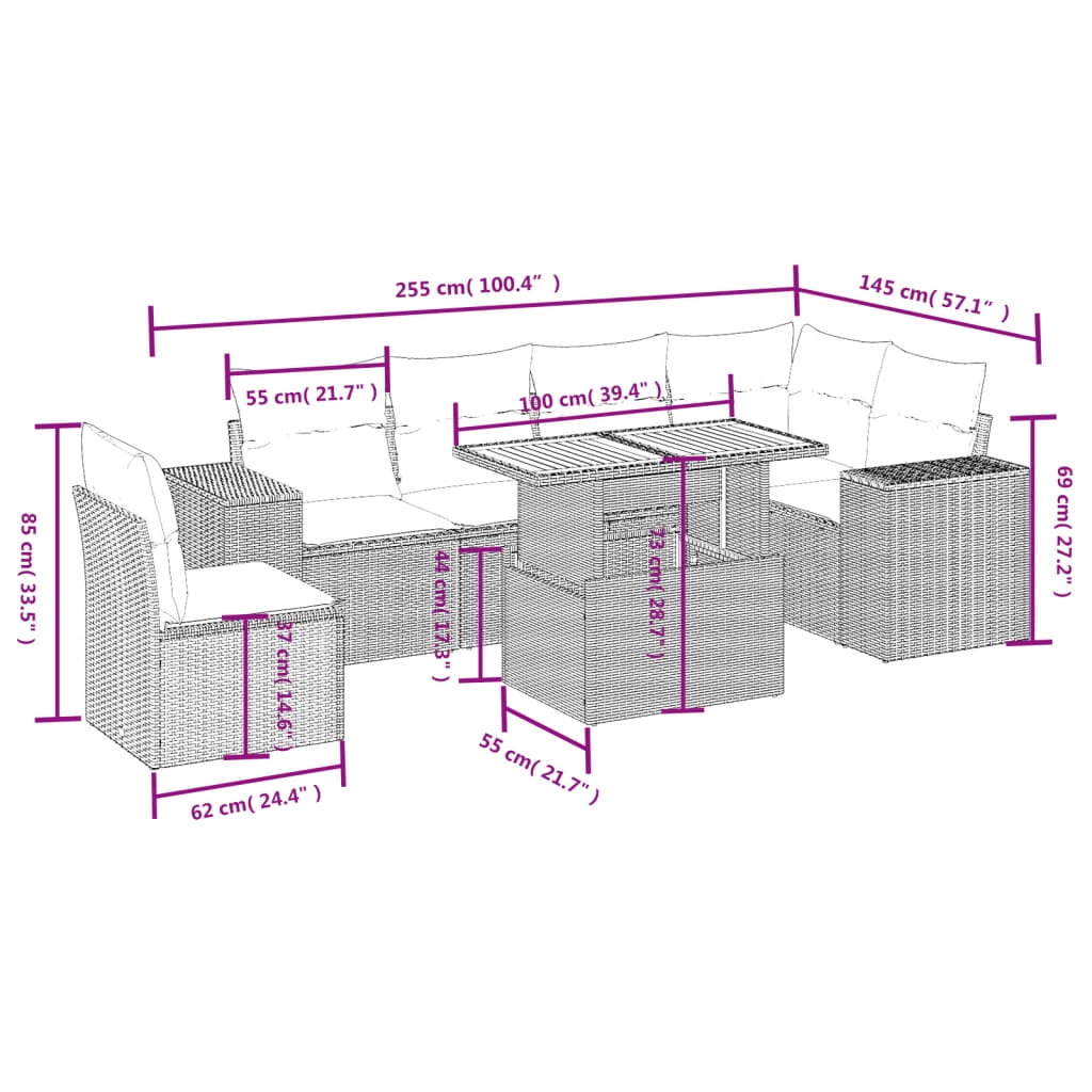 vidaXL Garden Sofa Set Black PE rattan Large Modular Garden Sofa Set
