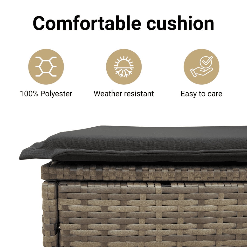 vidaXL Garden Sofa Set Grey PE rattan Large Adjustable Feet
